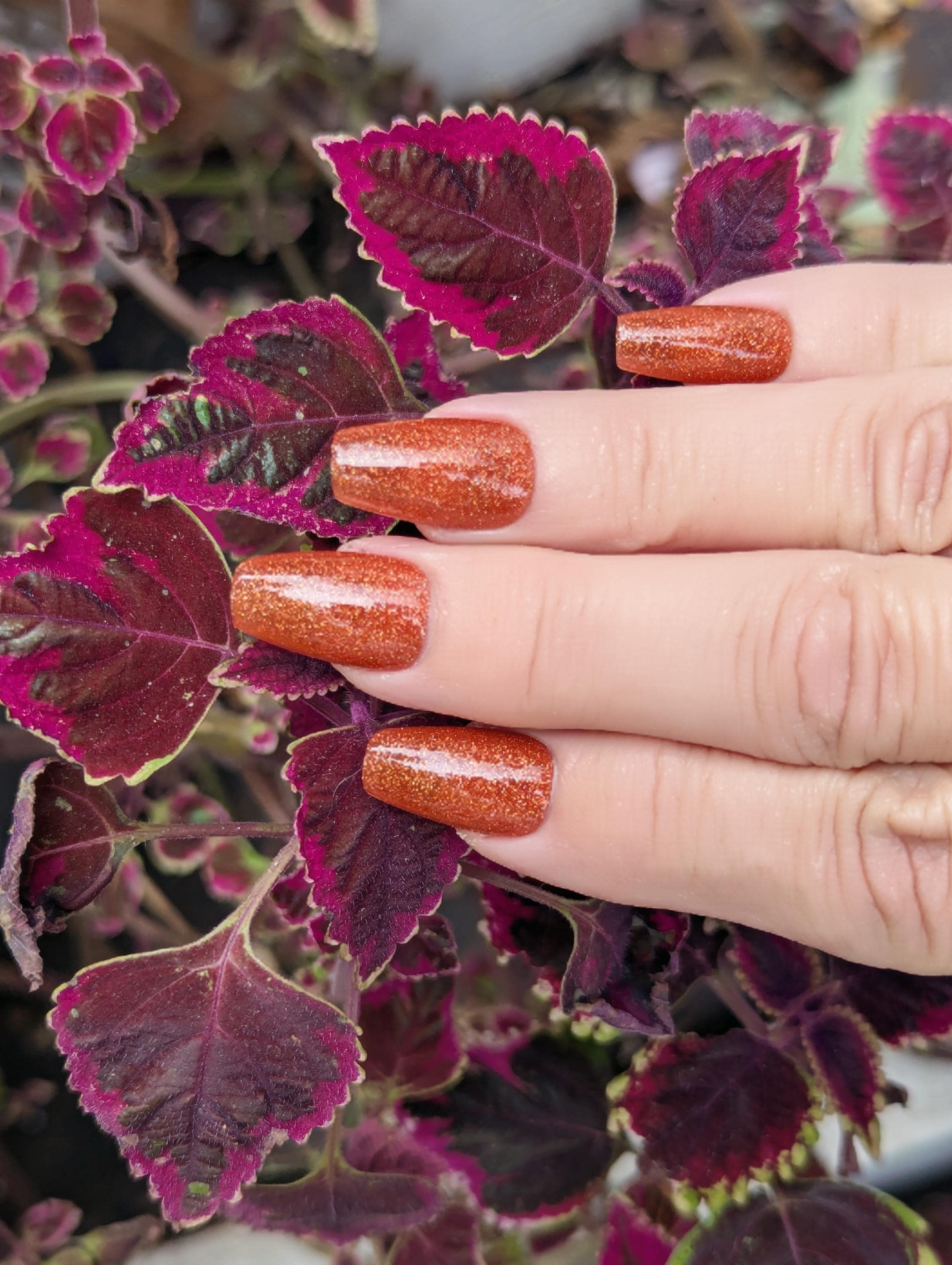 Ginger Frost - Burnt Orange Glitter Nail Polish, Holographic