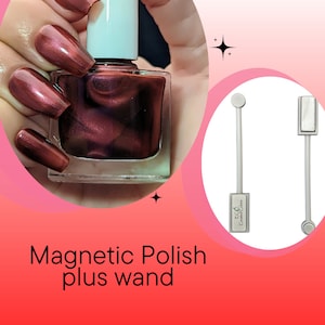 Scarlet Oasis - Red Nail Polish plus Magnetic Wand, Magnetic Polish, Color Shifting Metallic Nails, Nail Art, Vegan and Cruelty Free