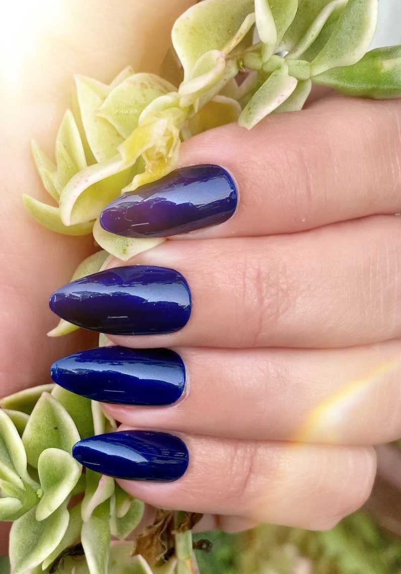 Sapphire Shimmering Blue Nail Polish, Dark Blue Polish, Holiday Nails image 9