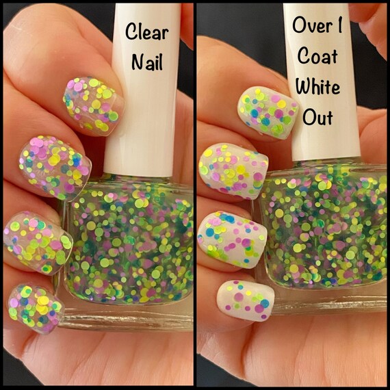 Birthday Bash Glitter Neon Nail Polish Purple Green Yellow Etsy 日本