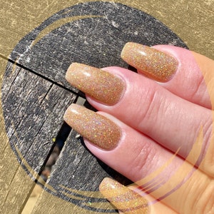 Gold Holographic Glitter Nail Polish, Gold Glitter Nail Lacquer :Glitziness image 3