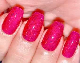 Red/Pink Glitter Nail Polish, Sparkle Polish, Holiday Polish: Razzle Dazzle