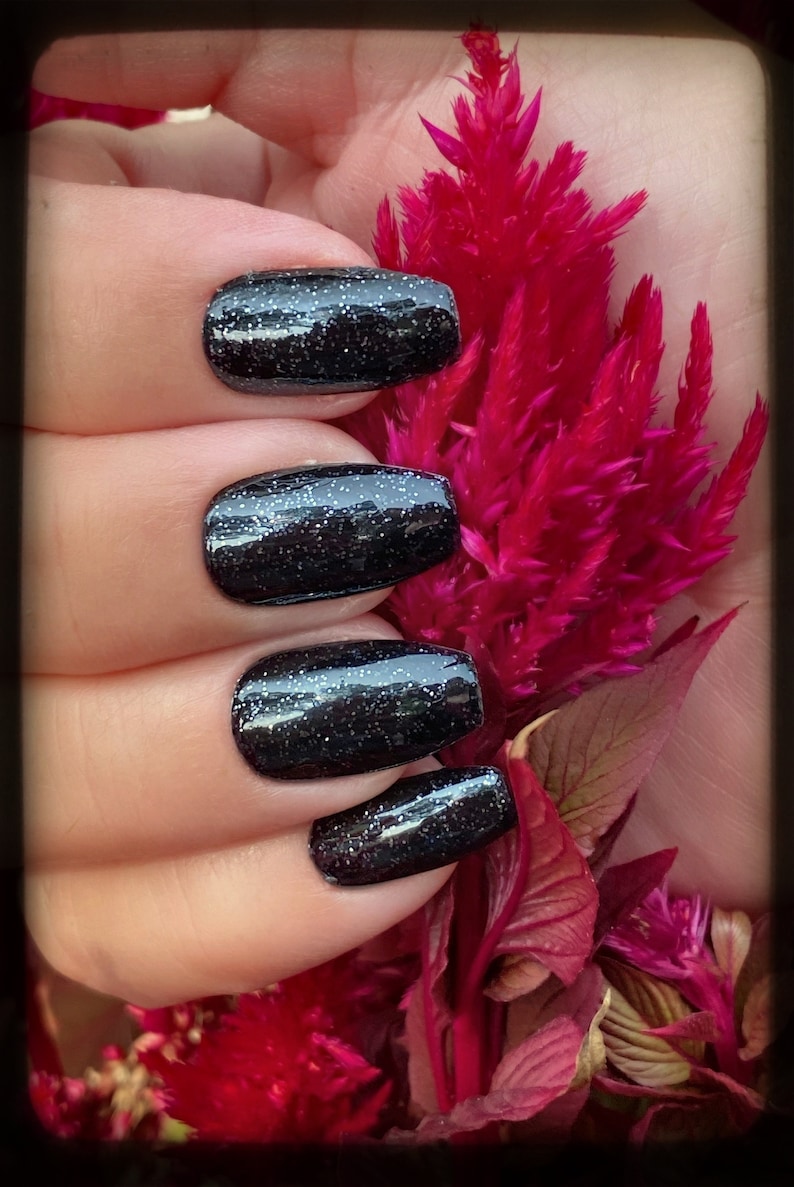 Black Glitter Nail Polish Black Nails Glitter Polish - Etsy