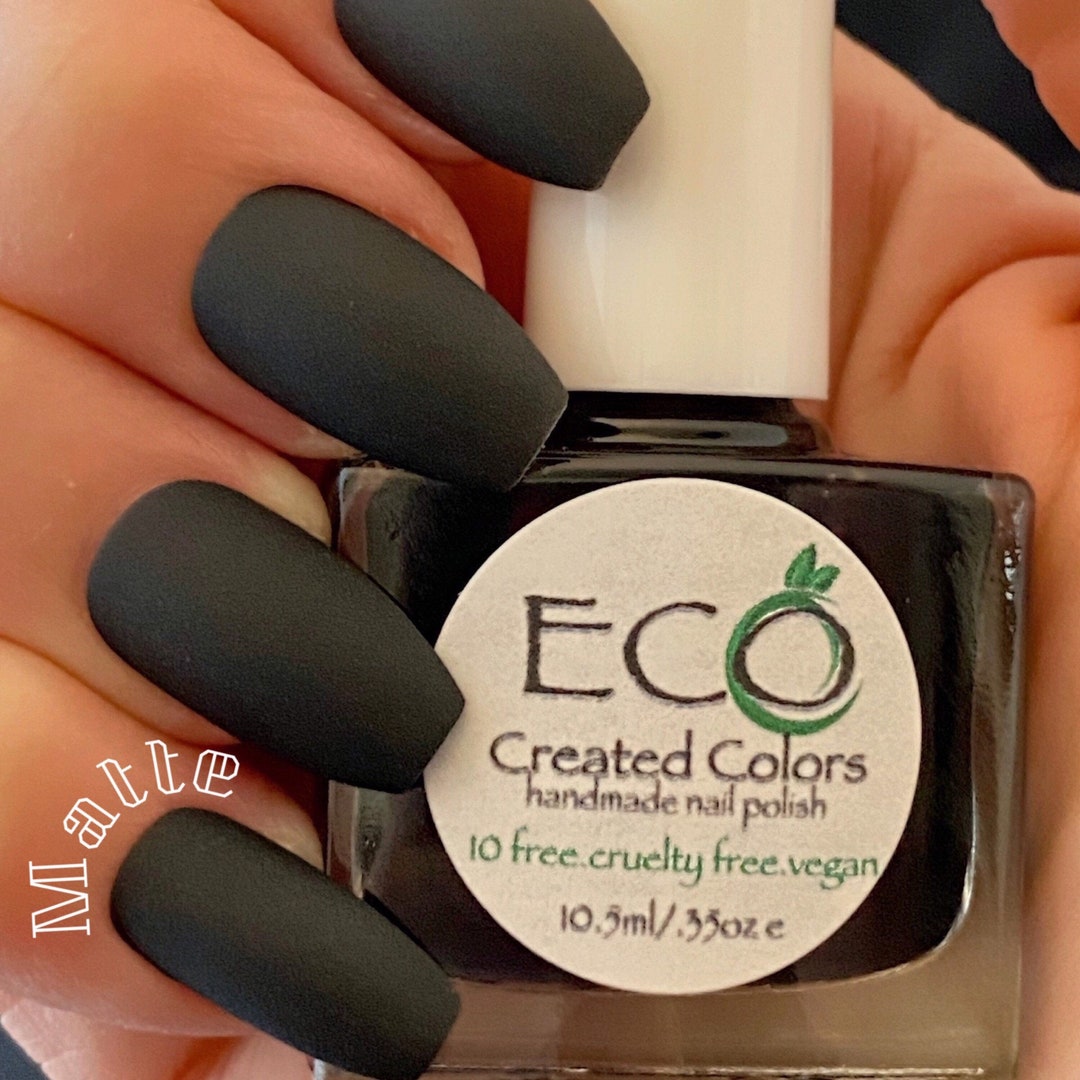 Matte Black Nail Polish, Black Polish, Matte Cream Nail Polish Charcoal Etsy