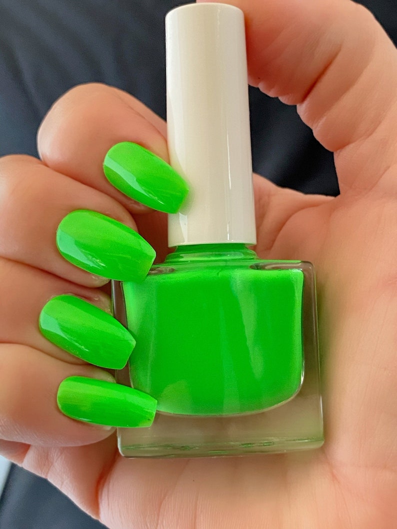 Green Neon Nail Polish Nail Lacquer 10 Free Nail Polish Etsy