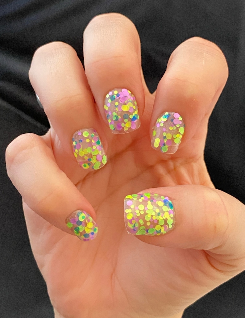 Green Purple Yellow Blue Glitter Nail Polish Neon Glitter - Etsy