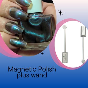 BLUE HORIZON: Blue/Aqua Nail Polish plus Magnetic Wand, Magnetic Nail Polish, Color Shifting Metallic Polish, Nail Art