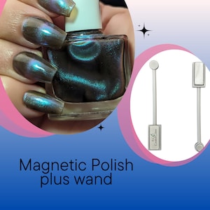 Blue Horizon: Blue/Aqua Nail Polish plus Magnetic Wand, Magnetic Nail Polish, Color Shifting Metallic Polish, Nail Art