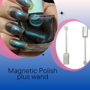 BLUE HORIZON: Blue/Aqua Nail Polish plus Magnetic Wand, Magnetic Nail Polish, Color Shifting Metallic Polish, Nail Art