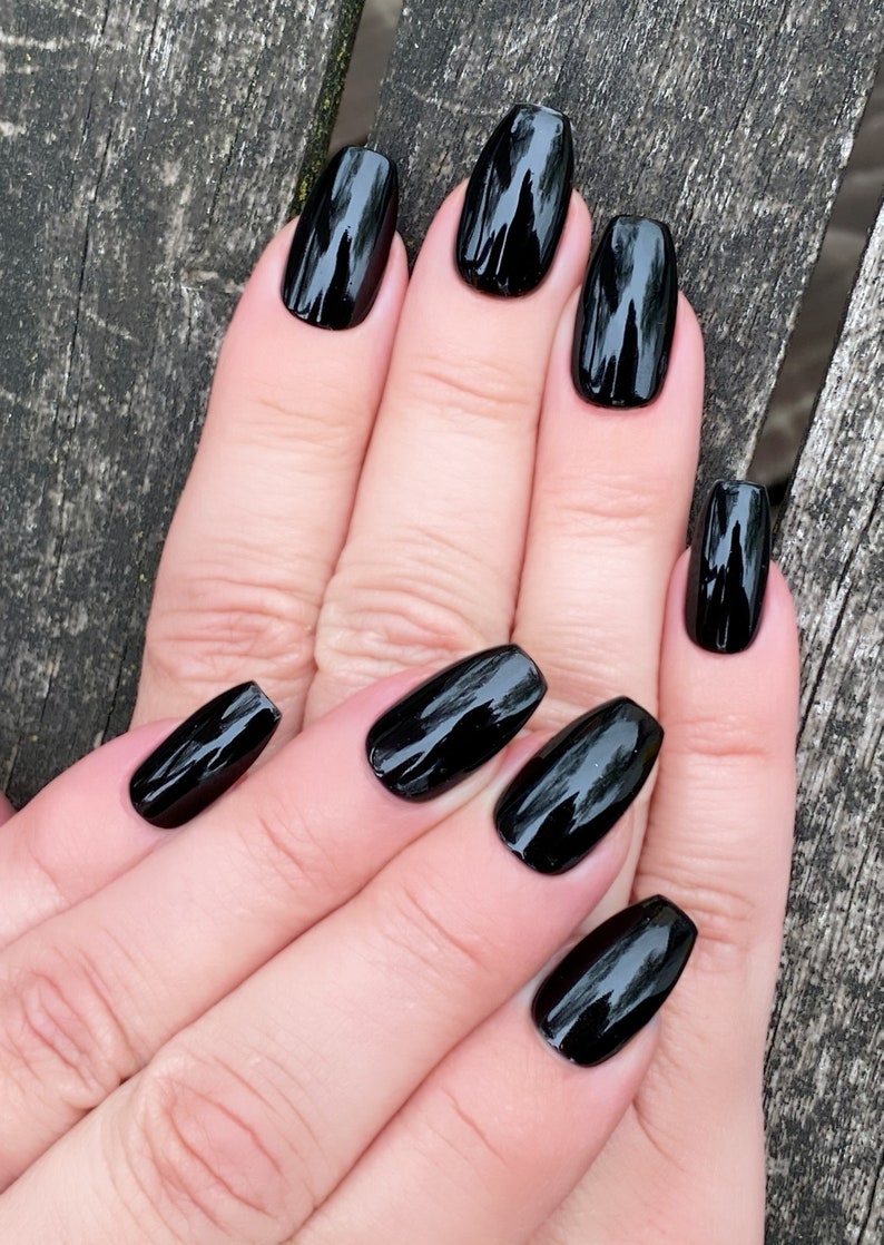 TOTAL ECLIPSE Black Nail Polish, Black Nails, Nail Art, Goth Nail Polish image 8