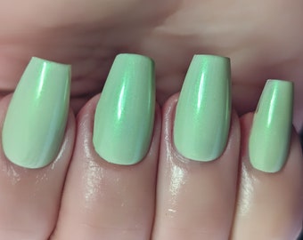 BREATH OF SPRING - Green Nail Polish, Pastel Nail Polish, Spring Summer Nails, Shimmer Glow Polish