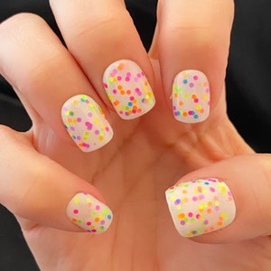 Neon Glitter Nail Polish, Confetti Nails, Pink Orange Blue Yellow Polish: Spring Bling - Etsy