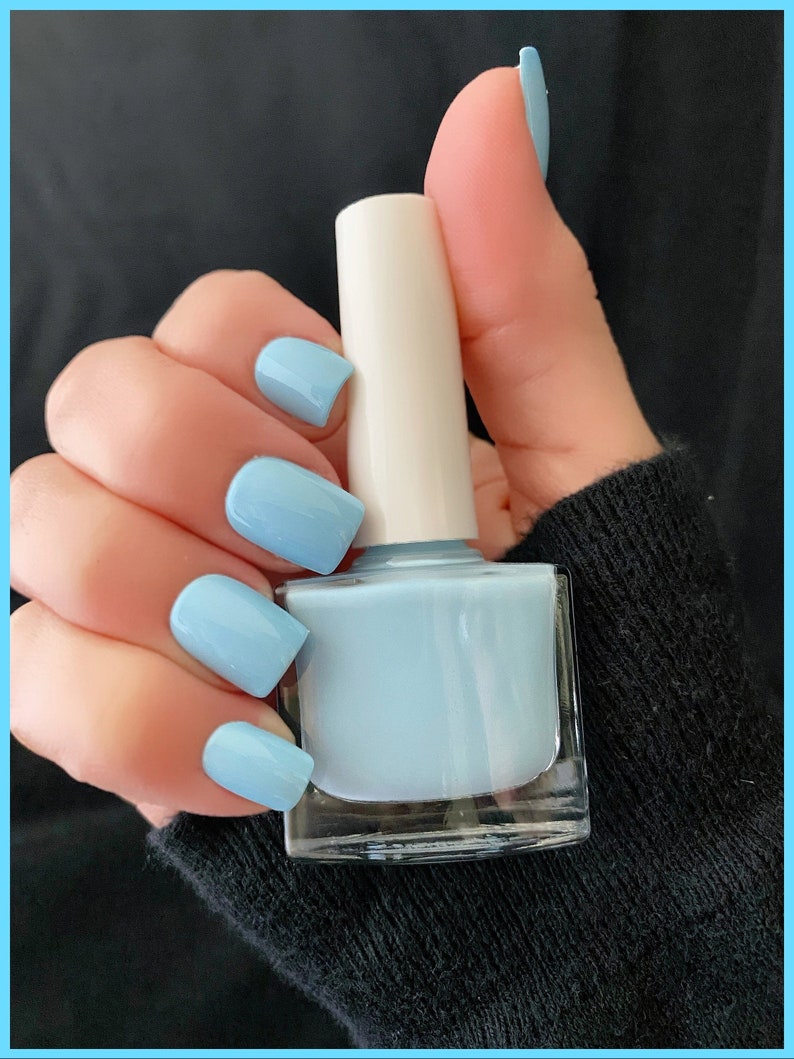 Sky Blue Nail Polish Nail Lacquer 10 Free Polish Sky High Etsy