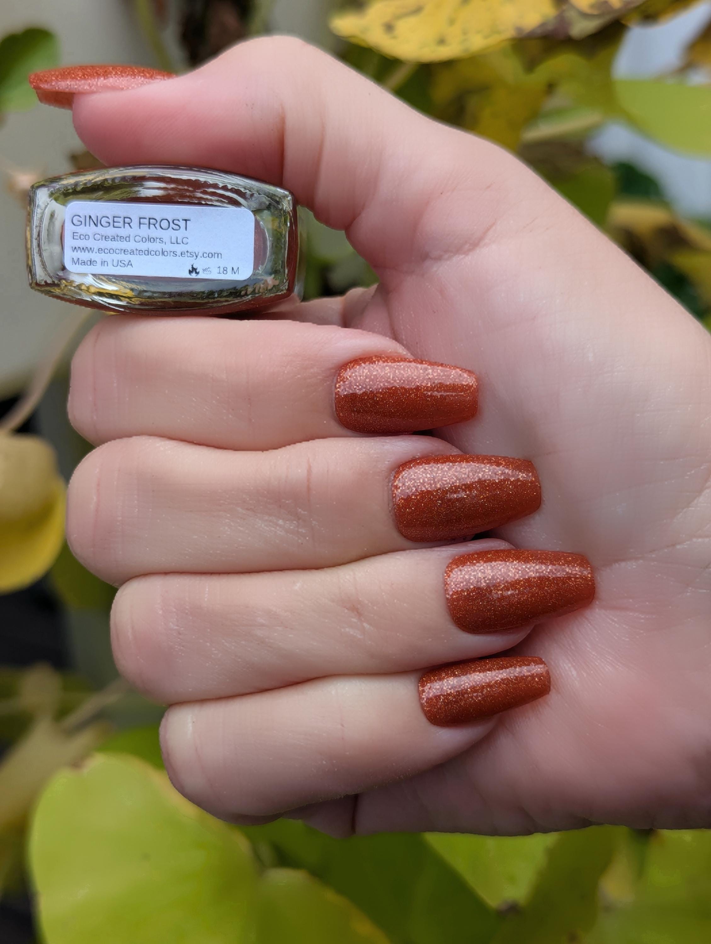 Ginger Frost: Orange Glitter Nail Polish – 10-free Vegan Formula