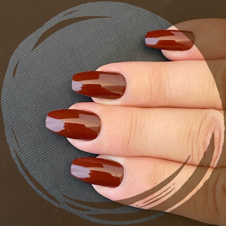 Autumn Brown Red Polish Dark Brown Nail Polish Fall Nails Etsy Canada