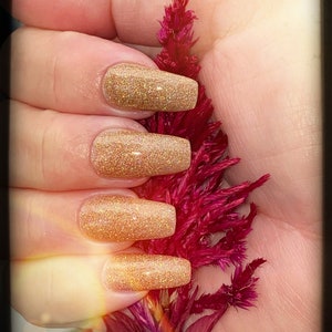 Gold Holographic Glitter Nail Polish, Gold Glitter Nail Lacquer :Glitziness image 6