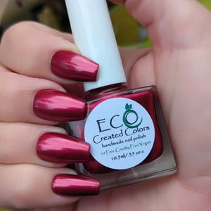 Feeling Festive: Red Nail Polish, Shimmer Polish, Valentine Day Nails, Cruelty Free and Vegan Polish