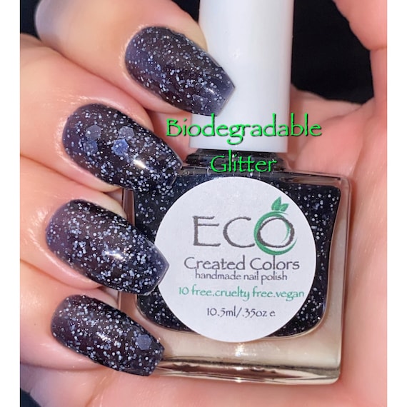 BLIZZARD Biodegradable Glitter Black Glitter Nail Polish Etsy