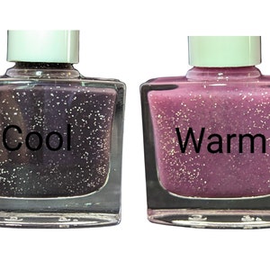 MAGIC Purple Glitter Thermal Color Changing Nail Polish, Plum to Pink Polish, Summer Nails image 1