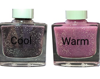 MAGIC - Purple Glitter Thermal Color Changing Nail Polish, Plum to Pink Polish, Summer Nails