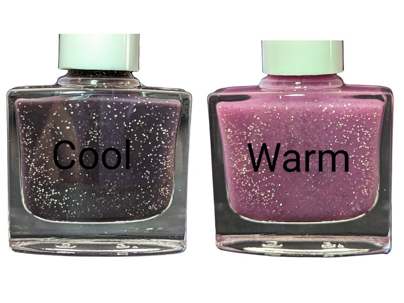 MAGIC Purple Glitter Thermal Color Changing Nail Polish, Plum to Pink Polish, Summer Nails image 1