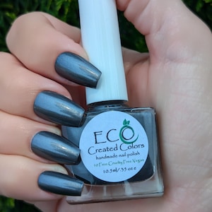 Tin City - Silver Gray Nail Polish, Shimmering Nail Polish, Wedding Nails
