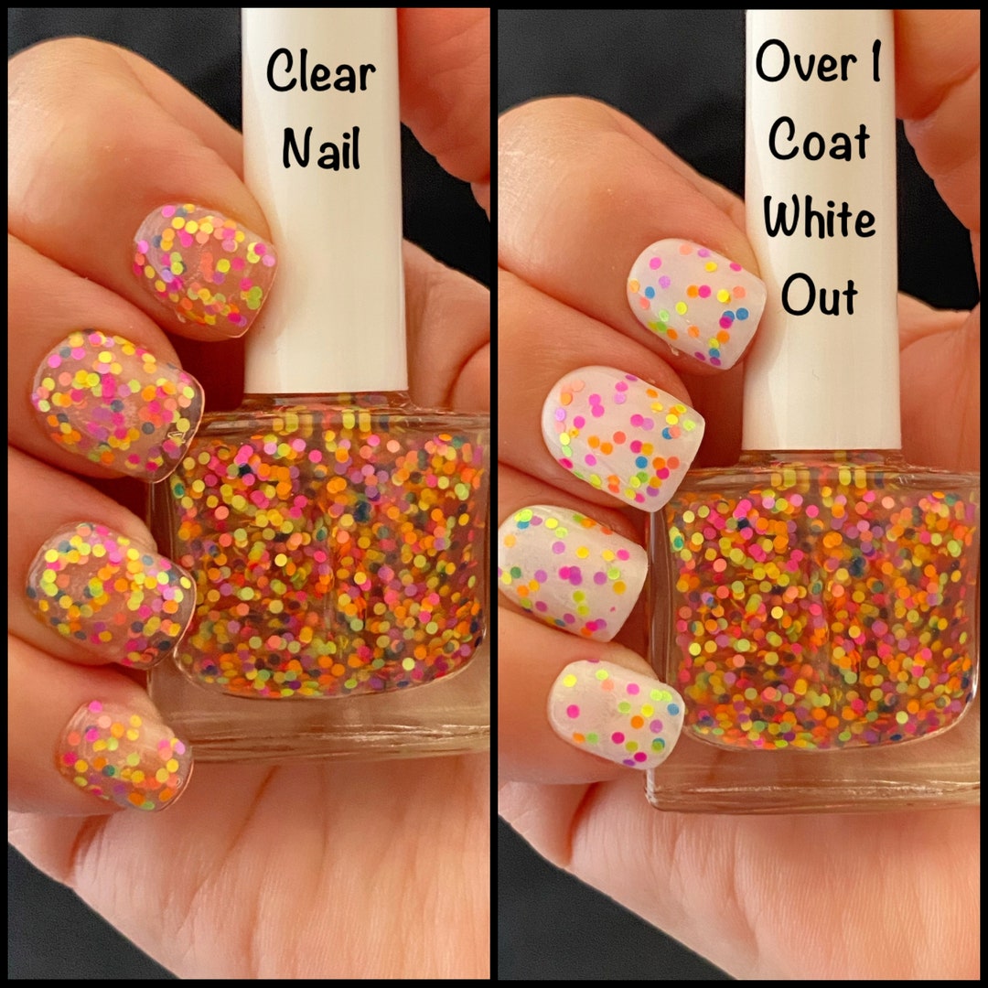 Neon Glitter Nail Polish, Confetti Nails, Pink Orange Blue Yellow Polish Spring Bling Etsy