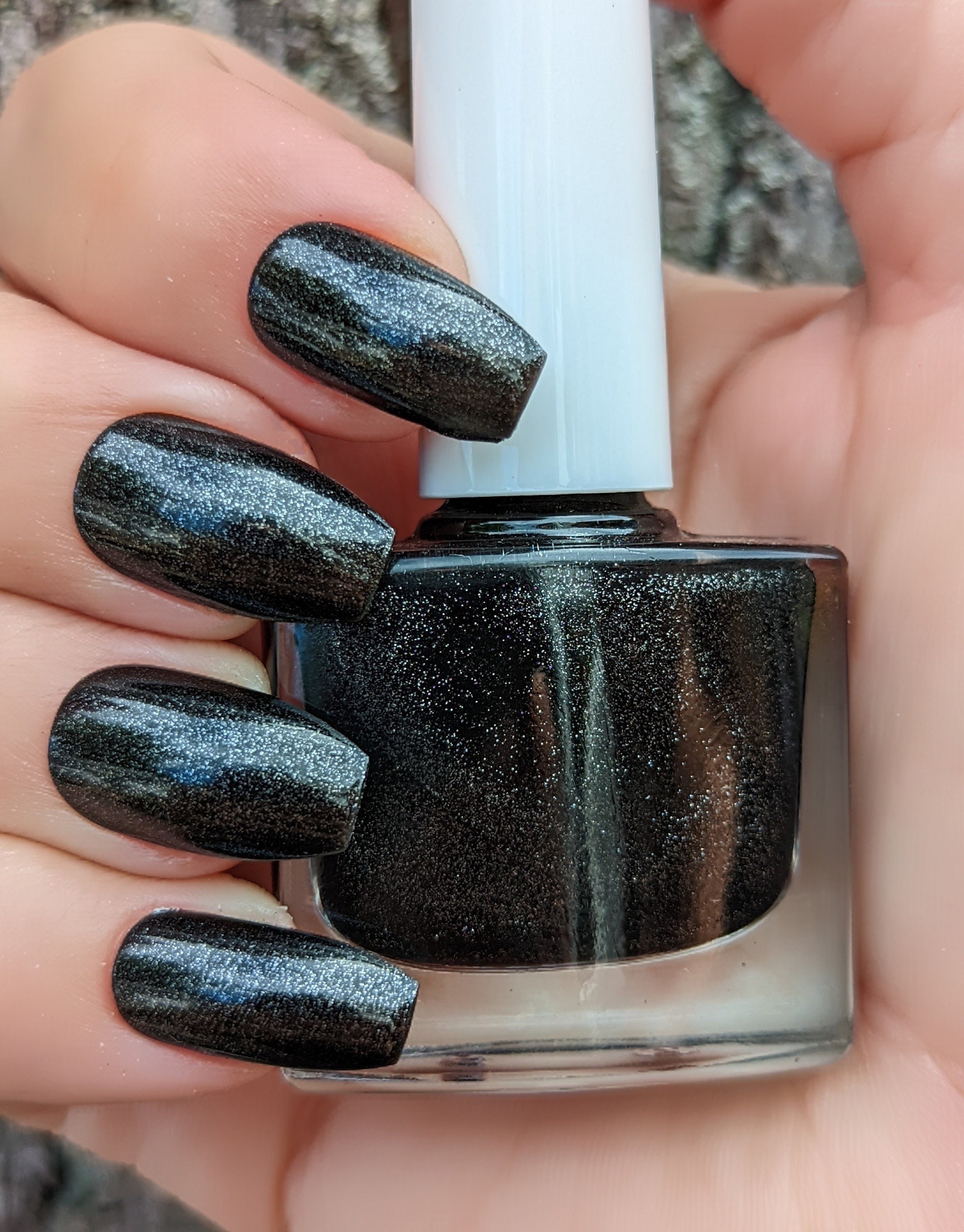 Sleek Black Metallic Nails for Evening Out