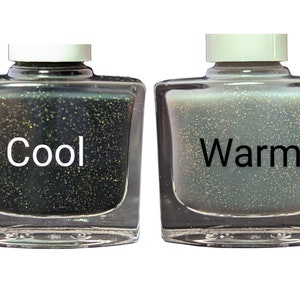 Wicked - Black Glitter Thermal Color Changing Nail Polish, Black to Beige, Gray Nails, Jelly Polish