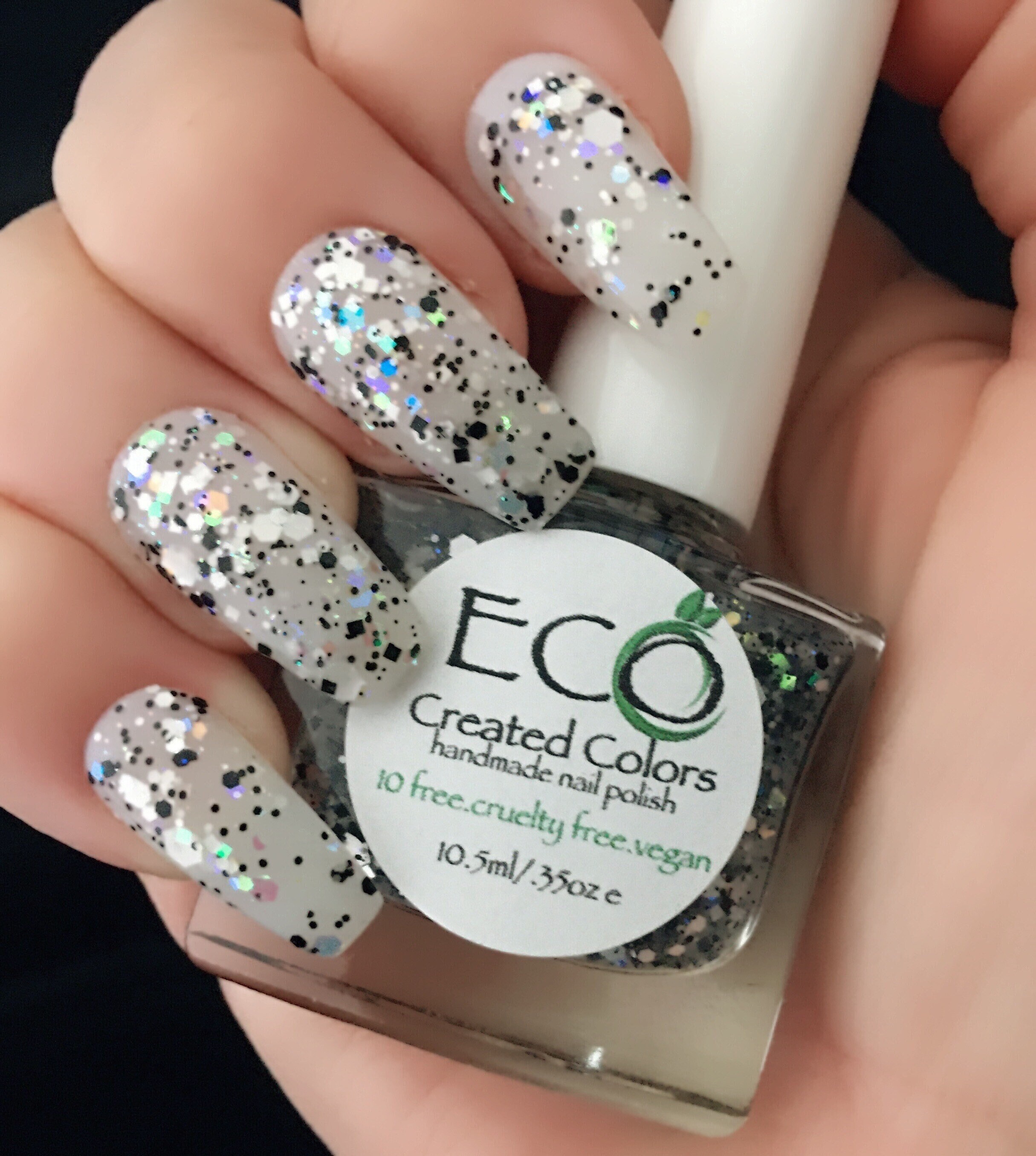 Flint-Stone- Black Glitter Nail Polish, Holographic Sparkle Polish, Holiday Nails