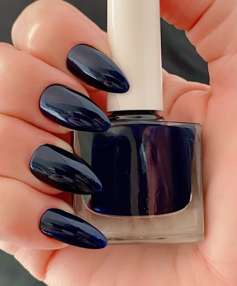 Sapphire Shimmering Blue Nail Polish, Dark Blue Polish, Holiday Nails image 2