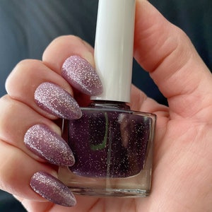 MAGIC Purple Glitter Thermal Color Changing Nail Polish, Plum to Pink Polish, Summer Nails image 5