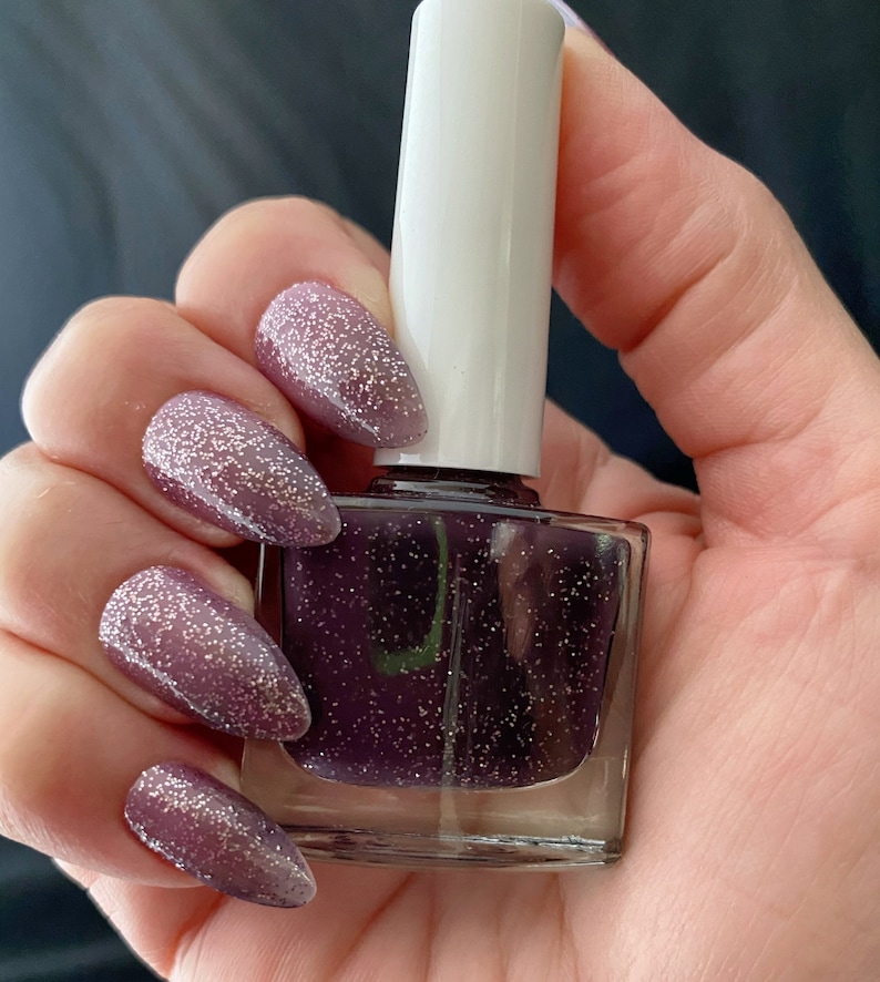 MAGIC Purple Glitter Thermal Color Changing Nail Polish, Plum to Pink Polish, Summer Nails image 5