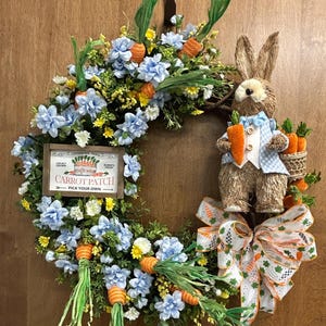 Garden Bunny Wreath, Easter Wreath, Rabbit wreath, Easter Décor, Spring Wreath, Spring Door, Spring Décor, Bunny Wreath, Easter Bunny Wreath