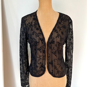 Black Floral Sheer Jacket - Etsy
