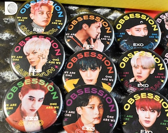 EXO Obsession Pinback Button Badges (1.25in / 3.17cm) – Baekhyun, Suho, Sehun, Chanyeol, Chen, Kai