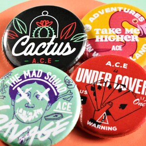 A.C.E UPDATED Pinback Button Badges - 1.25&quot; Cactus, Take Me Higher, Undercover, Savage, Goblin, Higher - kpop pins, kpop buttons, kpop merch
