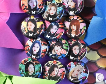 LOONA Butterfly Pinback Button Badges (1.25in / 3.17cm)