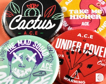 A.C.E Kpop Pinback Button Badges (1.25in / 3.17cm) – Cactus, Take Me Higher, Undercover, Savage, Favorite Boys, Higher