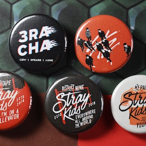 Kpop Stray Kids Pinback Button Badges - 1.25&quot; Hellevator, District 9, My Pace, I Am You, 3RACHA, SKZ - STAY, kpop gift, gift for kpop fan