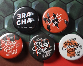 Kpop Stray Kids Pinback Button Badges - 1.25&quot; Hellevator, District 9, My Pace, I Am You, 3RACHA, SKZ - STAY, kpop gift, gift for kpop fan