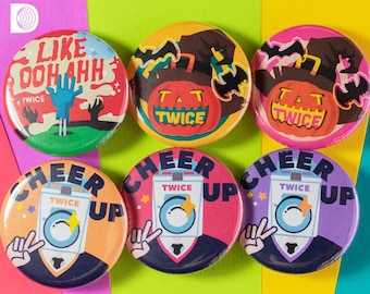 TWICE Kpop Pinback Button Badges (1.25in / 3.17cm) – Like Ooh-Ahh, Cheer Up, TT