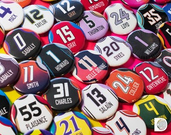 WNBA Custom Jersey Buttons (1.25in / 3.17cm) – Choose Your Favorite WNBA Jerseys Button or Magnet Set