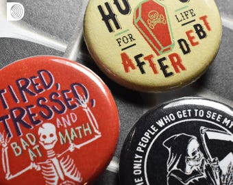 Punk Halloween Back to School Student Pinback Button Badges (1.25in / 3.17cm) – Funny Buttons, Punk/Grunge, School Bag Decor