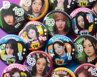 TWICE TEN Pinback Button Badges (1.25in / 3.17cm) – Nayeon, Momo, Sana, Jeongyeon, Jihyo, Dahyun, Chaeyoung, Tzuyu, Mina