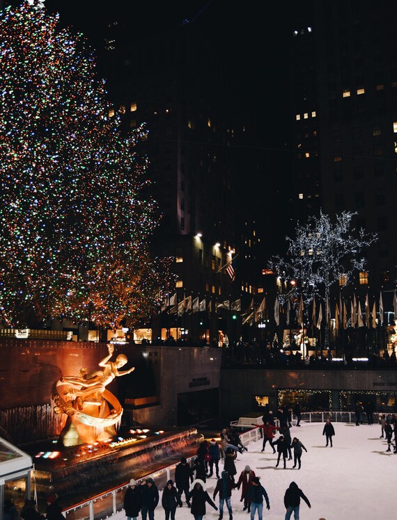 Ice Skating And Christmas Trees In New York City Rockefeller Etsy