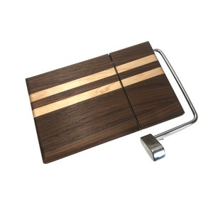 Walnut and maple wooden cheese cutter