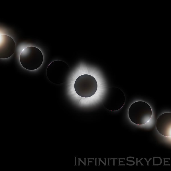 2024 Solar Eclipse Composite High-Res Image Digital Download, Space Photography, Total Solar Eclipse Photo, Wall Decor, Space Art