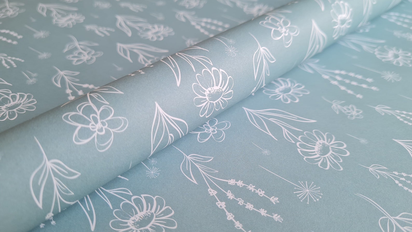 Set of eco floral wrapping paper duck egg blue sky recyclable Etsy