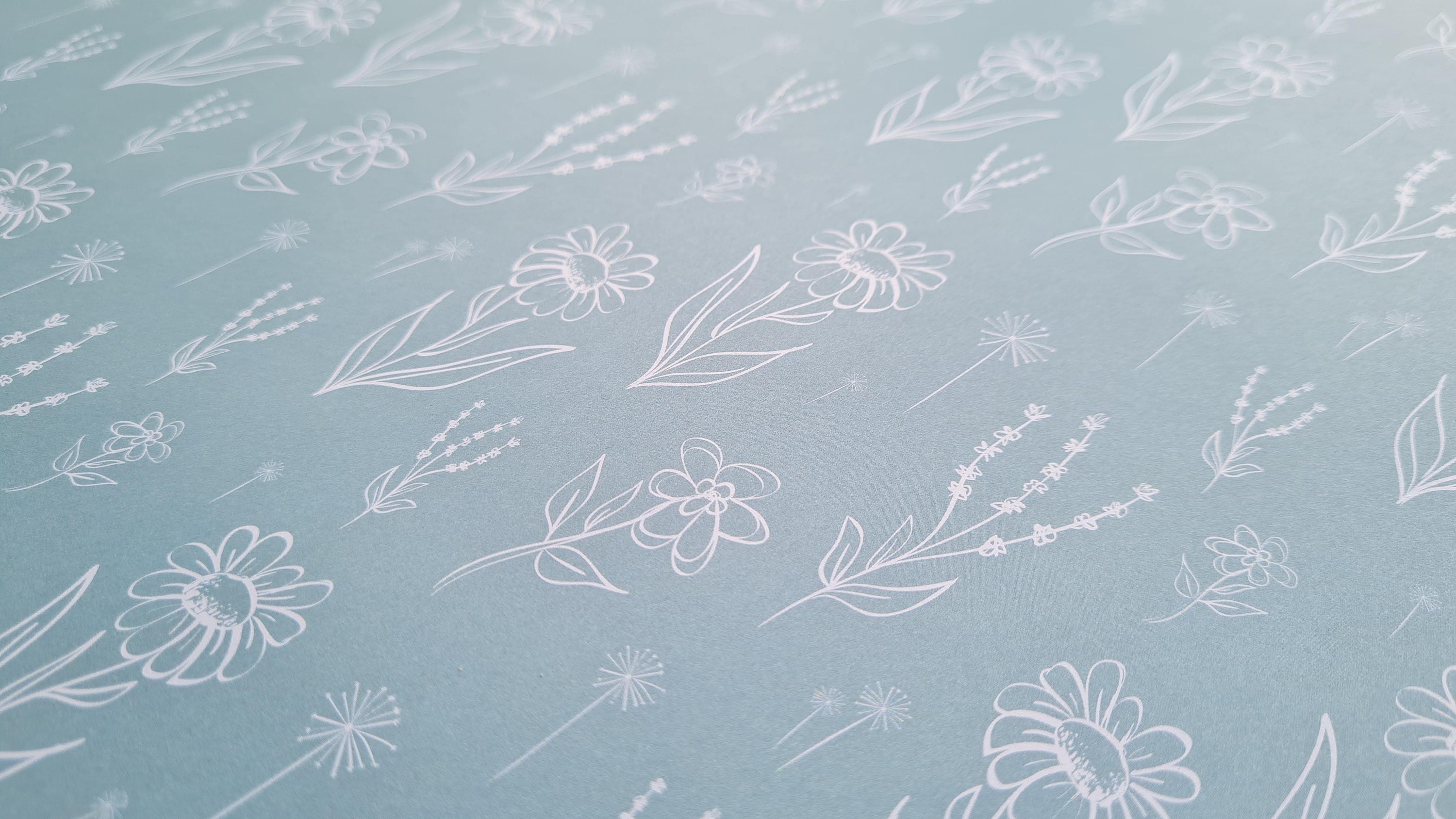Set of eco floral wrapping paper duck egg blue sky recyclable Etsy